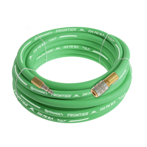 Continental 1/2" x 100' Green EPDM Air Hose, 300 PSI, 1/2" Ind. Interchange M+F QC HZG05030-100-51